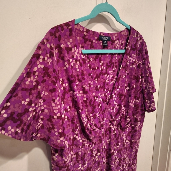 Chaps Women's Purple Stretch Knit Babydoll Style Midi Dress Sz 22W Event Wedding - Picture 3 of 6